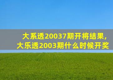 大系透20037期开将结果,大乐透2003期什么时候开奖