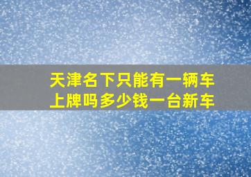 天津名下只能有一辆车上牌吗多少钱一台新车