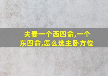 夫妻一个西四命,一个东四命,怎么选主卧方位