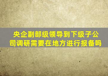 央企副部级领导到下级子公司调研需要在地方进行报备吗