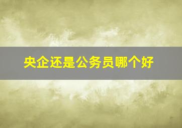 央企还是公务员哪个好