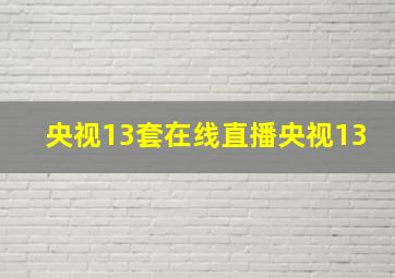 央视13套在线直播央视13