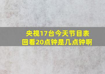 央视17台今天节目表回看20点钟是几点钟啊