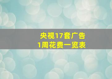 央视17套广告1周花费一览表