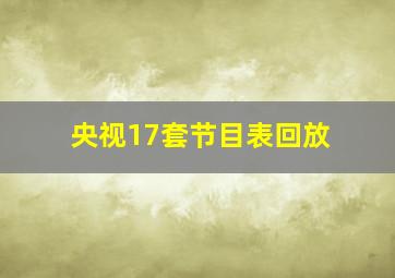 央视17套节目表回放