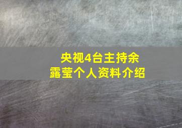 央视4台主持余露莹个人资料介绍