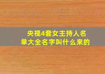 央视4套女主持人名单大全名字叫什么来的