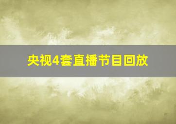 央视4套直播节目回放