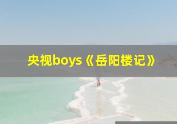 央视boys《岳阳楼记》