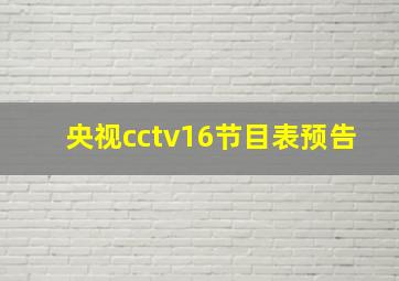 央视cctv16节目表预告