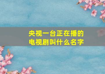 央视一台正在播的电视剧叫什么名字