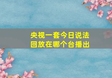 央视一套今日说法回放在哪个台播出