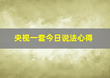 央视一套今日说法心得