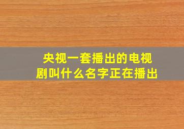 央视一套播出的电视剧叫什么名字正在播出