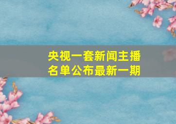 央视一套新闻主播名单公布最新一期