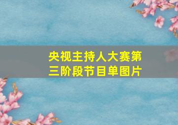 央视主持人大赛第三阶段节目单图片