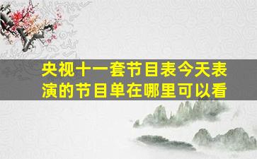 央视十一套节目表今天表演的节目单在哪里可以看