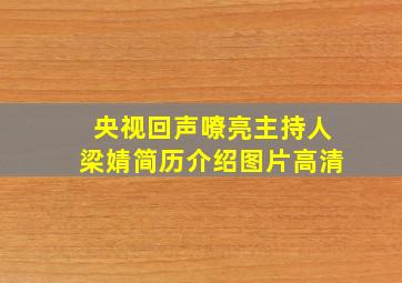 央视回声嘹亮主持人梁婧简历介绍图片高清