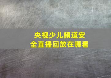 央视少儿频道安全直播回放在哪看