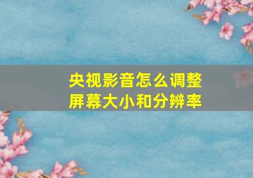 央视影音怎么调整屏幕大小和分辨率