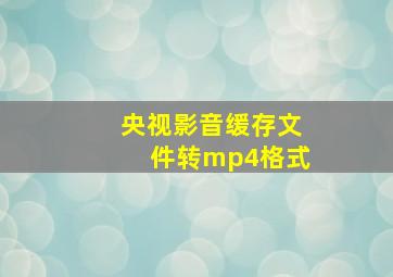 央视影音缓存文件转mp4格式