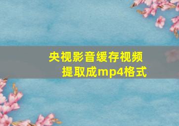 央视影音缓存视频提取成mp4格式