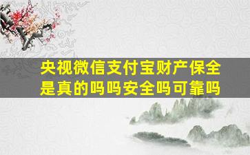 央视微信支付宝财产保全是真的吗吗安全吗可靠吗