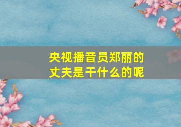 央视播音员郑丽的丈夫是干什么的呢