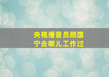 央视播音员顾国宁去哪儿工作过