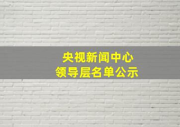 央视新闻中心领导层名单公示