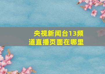 央视新闻台13频道直播页面在哪里