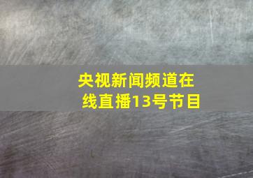 央视新闻频道在线直播13号节目