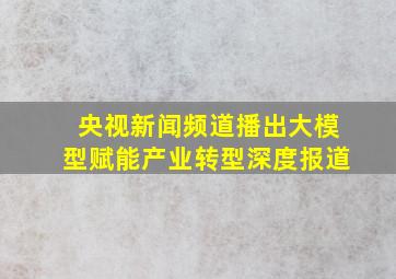 央视新闻频道播出大模型赋能产业转型深度报道