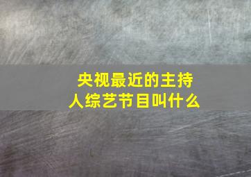 央视最近的主持人综艺节目叫什么