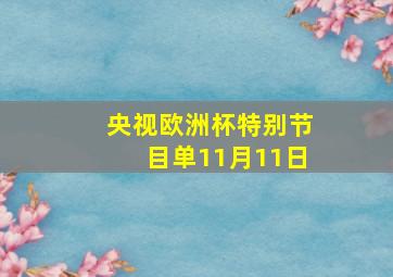 央视欧洲杯特别节目单11月11日