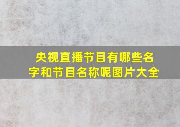 央视直播节目有哪些名字和节目名称呢图片大全