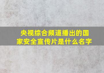 央视综合频道播出的国家安全宣传片是什么名字