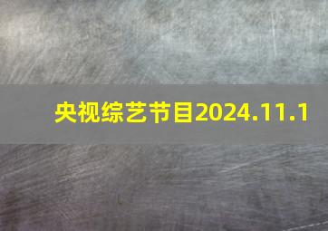 央视综艺节目2024.11.1