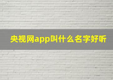 央视网app叫什么名字好听