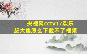 央视网cctv17欢乐赶大集怎么下载不了视频