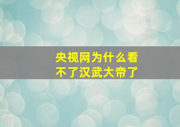 央视网为什么看不了汉武大帝了