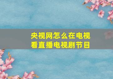 央视网怎么在电视看直播电视剧节目