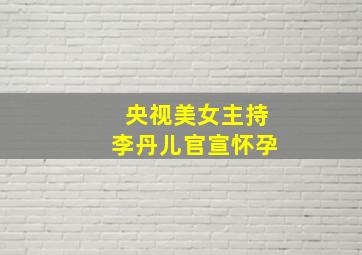 央视美女主持李丹儿官宣怀孕