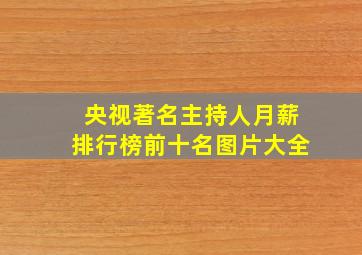 央视著名主持人月薪排行榜前十名图片大全