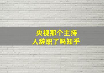 央视那个主持人辞职了吗知乎