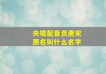 央视配音员唐宋原名叫什么名字