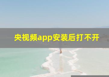 央视频app安装后打不开