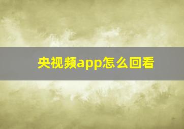 央视频app怎么回看