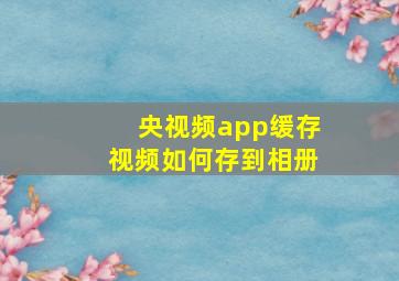 央视频app缓存视频如何存到相册