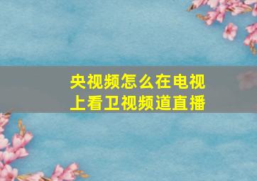 央视频怎么在电视上看卫视频道直播